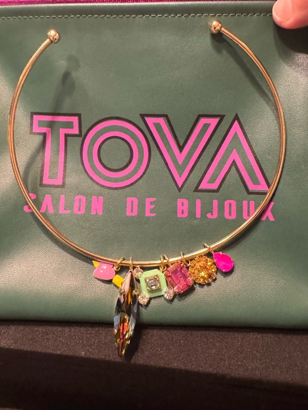 TOVA Gold Choker Necklace with Multicolor Charms Retail $160 - Picture 3 of 3